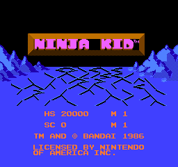 Ninja Kid (USA) Title Screen